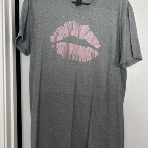 Anvil Gray V-Neck T-Shirt